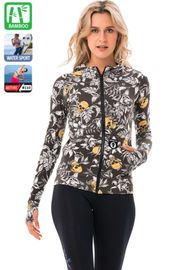 [69SLAM] Women's Wild Garden Aina Hooded Zip-Up (Top) Loose Fit, Beachwear, Long Sleeve, Bamboo Fabric